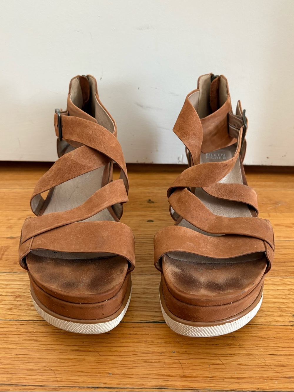 Eileen Fisher Tan Suede Wedge Sandals